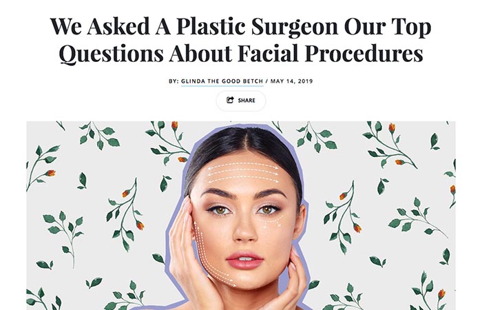 Screenshot of Betches article - We Asked A Plastic Surgeon Our Top Questions About Facial Procedures