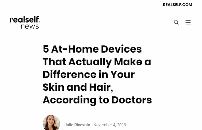 Screenshot of an article - 5 At-Home Devices That Actually Make a Difference in Your Skin and Hair, According to Doctors