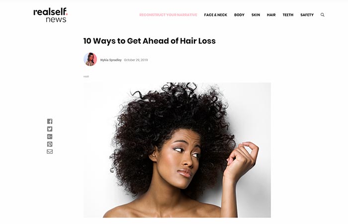 Screenshot of an article - 10 ways to get ahead of hair loss