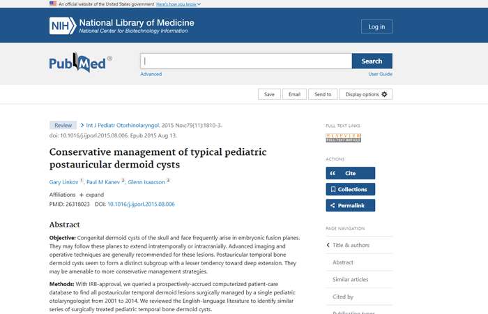 Conservative management of typical pediatric postauricular dermoid cysts