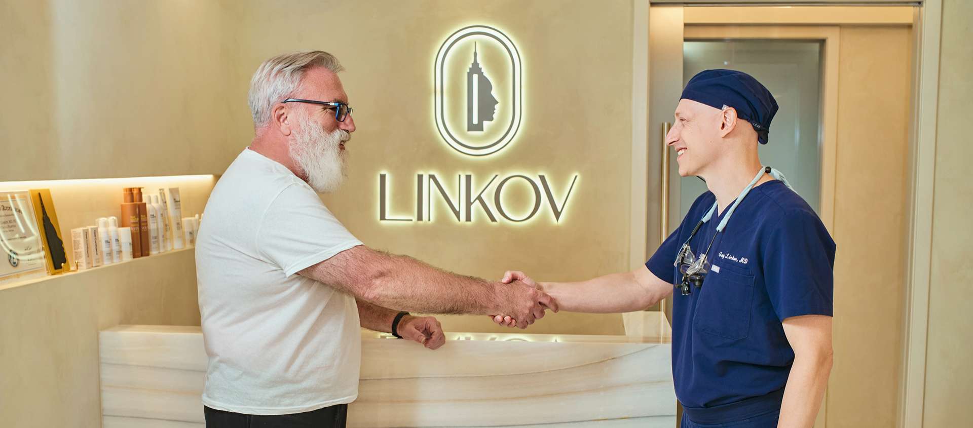 Dr. Gary Linkov Handshake With Patient