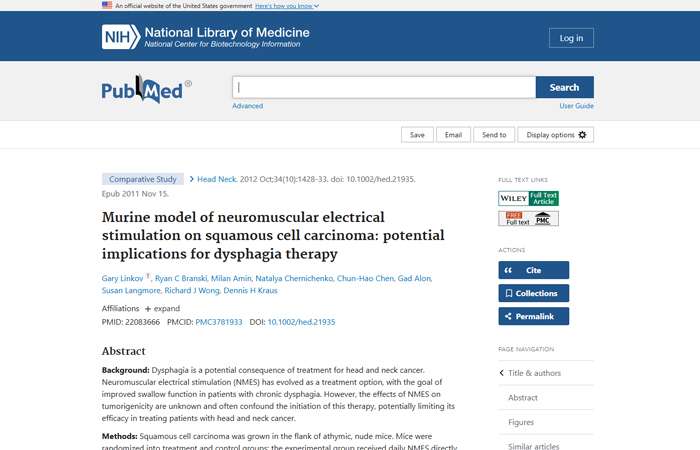 Murine model of neuromuscular electrical stimulation on squamous cell carcinoma: potential implications for dysphagia therapy