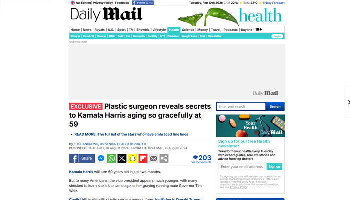 Plastic surgeon reveals secrets to Kamala Harris aging so gracefully at 59