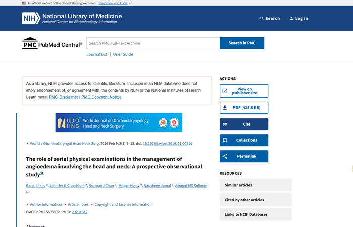 The role of serial physical examinations in the management of angioedema involving the head and neck: A prospective observational study