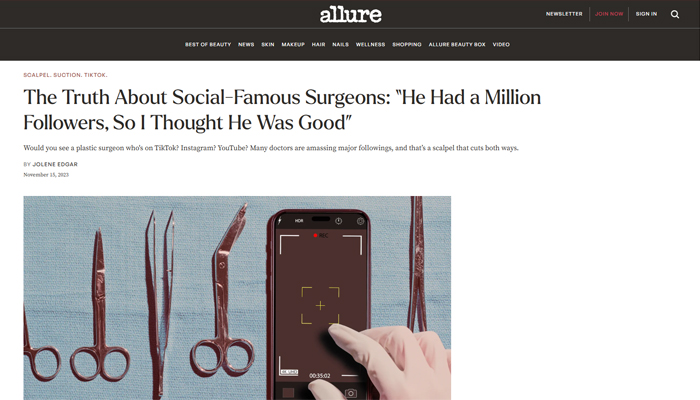 The Truth About Social-Famous Surgeons: “He Had a Million Followers, So I Thought He Was Good”