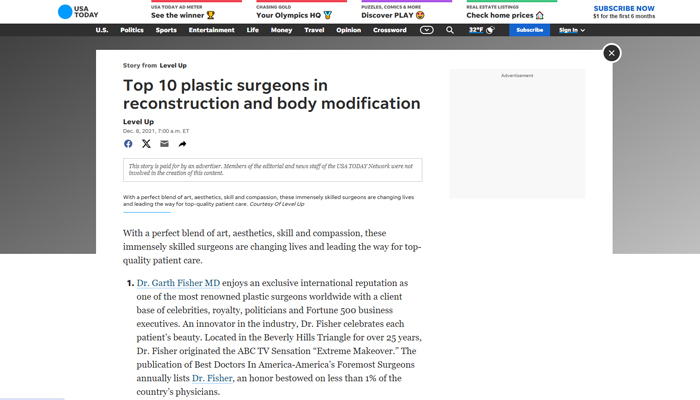 Top 10 plastic surgeons in reconstruction and body modification
